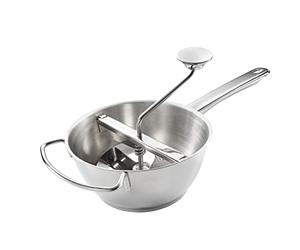 Leifheit Moulin à légumes et fruits, Presse-purée incluant 3 grilles différentes pour préparer purées, soupes, confitures ou compotes, Presse légumes manuel, Moulin purée en acier inoxydable