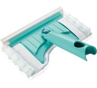 Leifheit Nettoyeur de douche Bath Cleaner micro duo, Tête de nettoyage rotative 360 degrés, Nettoyeur baignoire housse microfibre pour robinetterie, Balai carrelage et joints avec raclette