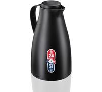Leifheit Pichet isotherme 1L Harmonic, Pichet thermos café et thé 100% étanche, Thermos café chaud jusqu'à 24h, ouverture fermeture et versement d'une seule main, thermos design sans BPA, noir