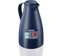 Leifheit Pichet isotherme 1L Harmonic, Pichet thermos café et thé totalement étanche, Thermos café chaud jusqu'à 24h, ouverture fermeture et versement d'une seule main, thermos design sans BPA, bleu