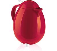 Leifheit Pichet isotherme Columbus 1,0 L, Thermos café et thé double paroi en verre, Bouteille isotherme avec couvercle à levier utilisable d’une main, cafetière, théière, 100% hermétique, rouge