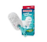 Leifheit Plumeau Superduster, avec housse microfibre pour dépoussiérer rapidement dans les surfaces et recoins, plumeau poussière lavable, plumeau dépoussiérant compatible avec le Click-System