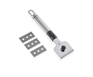 Leifheit Racloir pour Plaque de Cuisson, livré avec 3 Lames | Grattoir pour plaques vitrocéramiques, protège-lame pour un rangement sécurisé, avec œillet de suspension