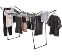 Leifheit Séchoir à Linge Pegasus 200 Solid Black, Étendoir à Linge Noir avec Ailes pour Les vêtements Longs, Séchoir sur Pied Stable pour intérieur et extérieur, Étendoir Linge au Design Moderne