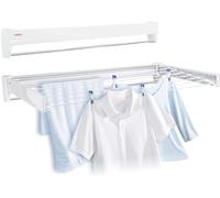 Leifheit Séchoir mural dépliable Telegant 81 Protect Plus 83100 — 9 barres 90 cm inox blanc