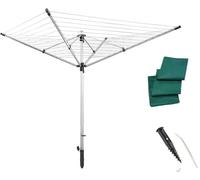 Leifheit Séchoir parapluie LinoLift 600 QuickStart, étendoir à linge 60 m, séchoir à linge avec housse de protection, hauteur ajustable de 85 à 180 cm