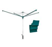 Leifheit Séchoir parapluie Linomatic 500 Deluxe Cover, étendoir parapluie grande surface d'étendage avec douille fixation et housse de protection, séchoir à linge jardin solide et résistant, Easy-lift