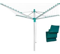 Leifheit Séchoir Parapluie Linomatic 500 Easy avec Housse de Protection, Douille de Sol, Système Easy-Lift, Etendoir à Linge 50m, Séchoir à Linge à Rétractation Automatique des Fils