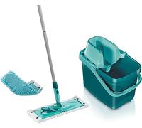 Leifheit Set Combi Clean M, seau et balai essoreur faciles d'utilisation avec housses micro duo & static plus, balai serpillière avec mécanisme d'essorage intégré, kit de lavage sol vert turquoise