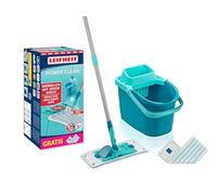 Leifheit Set PowerClean M, Balai serpillère et Seau essoreur ménageant Le Dos, kit avec 2 Housses serpillière Micro Duo pour Un Nettoyage en Profondeur, mécanisme d'essorage Facile, Click-System