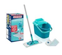 Leifheit Set PowerClean M, Balai serpillère et Seau essoreur ménageant Le Dos, kit avec 2 Housses serpillière Micro Duo pour Un Nettoyage en Profondeur, mécanisme d'essorage Facile, Click-System