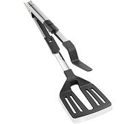 Leifheit Spatule 2-en-1 ProLine, Spatule et Pince de Cuisine en Un, Pelle de Cuisine en INOX et Nylon résistant à la Chaleur, Ustensile de Cuisine antiadhésif, Spatule de Cuisine, Pince à Barbecue
