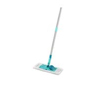 Leifheit SUPERDUSTER Floor, balai mop lavable avec housse anti-poussière intégrale pour sols durs et plinthes, balai plat en microfibre pour nettoyage à sec, laver au lieu de jeter