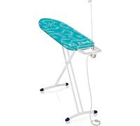 Leifheit Table à repasser Air Board M Solid Plus, table de repassage avec housse Thermo Reflect, surface de repassage 120 x 38 cm, planche à repasser ajustable avec repose-fer, prise et guide-fil