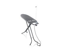 Leifheit Table à repasser noire Air Board M Black Plus, table de repassage 120 x 38 cm avec housse Thermo Reflect, planche à repasser ajustable avec repose-fer fixe, guide-fil et prise électrique