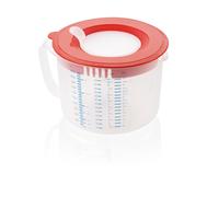Leifheit Gobelet mesureur 3-en-1, Bol mixeur plastique avec protection anti éclaboussures, bec verseur et tamis, Broc mesureur avec couvercle 3169