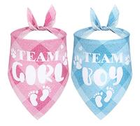 LEIFIDE Lot de 2 Bandanas à Carreaux pour Annonce de bébé - Accessoire Photo pour Chiens de Taille Moyenne et Grande (Classique)