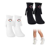 LEIIERUY Chaussettes Meilleurs Amis - 2 Paires | Chaussettes Aimantées « Main dans la Main » | Cadeau Amusant pour Amis, Cadeau d’Amitié & Fêtes | 1 Noire + 1 Blanche | 10-13 cm