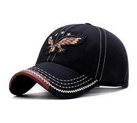 Leikance Casquette de baseball en denim délavé avec broderie aigle 3D - Noir -