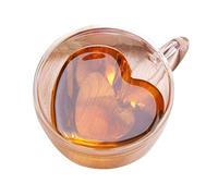 Leikance Tasse en verre, en forme de cœur, tasse en verre à double paroi résistante à la chaleur, tasse à thé 180 ml/240 ml
