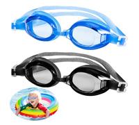 Leikedun 2PCS Lunettes de Natation Enfants,Lunettes de Natation Enfants avec Lentille Anti-Buée et Silicone Souple,Lunette Piscine Réglable pour Garçons et Filles（Bleu et Noir）