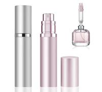Leikedun 2PCS Vaporisateur Parfum Rechargeable,5 ml Vaporisateur Parfum Vide,Mini Flacon Parfums Voyage Portable,Atomiseur de Parfums Anti Fuite avec Capuchon de Protection (Rose + Argent)