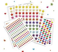 Leikedun 3240PCS Stickers Gommettes Autocollantes,Brillant Multicolore Forme Laser Colorés Etoile Cercle Coeur,30 Feuilles Gommettes Enfants pour Stickers Scrapbooking Activité Manuelle Photo Cadeau