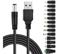 Leikedun Câble USB vers DC 13 en 1 - Câble d'alimentation universel - Adaptateur USB avec 13 fiches pour routeur, rasoir, box TV, bandes LED, hub Philips Hue, etc
