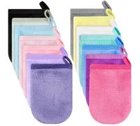 Leikedun Lot de 14 Gants de Douche en Microfibre 13 x 9 cm, Nettoyage du Visage Doux, Super Absorbant en Polaire Corail, Serviette Démaquillante Réutilisable
