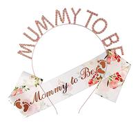 Leikedun Lot de 2 écharpes Mummy to Be - En or rose - Pour fête prénatale, grossesse, maternité