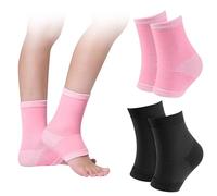 Leikedun Lot de 2 paires de chevillères élastiques pour enfants, chaussettes de compression pour tendinite, soulagement de la douleur au talon, protection des dommages ligamentaires, pour garçons et