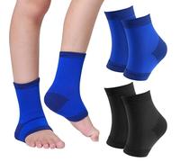 Leikedun Lot de 2 Paires de Chevillères pour Enfant (12 À 17 Ans), Élastiques, Respirantes pour Basketball, Football Et Course, Unisexes (Noir et bleu)