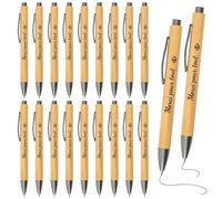 Leikedun Lot de 20 Stylos à Bille en Bambou Pointe Rétractable - Cadeau Personnalisé d'Adieu/Merci pour Enseignants, Collègues, Camarades de mployés, Famille et Amis