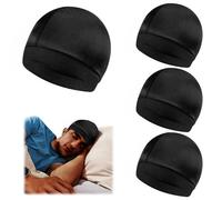 Leikedun Lot de 4 Bonnets Ondulés Soyeux pour Homme, avec Bande élastique,Bonnet Doux et Respirant pour la Douche et Le Sommeil,Perruque