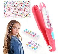 Leikedun Machine à Strass pour Cheveux, Jeu de Coiffure Créatif pour Filles avec 24 Gemmes et 4 Autocollants - Kit Styling Glamour, Jouet Cadeau Anniversaire pour Fille 4-12 Ans - Diamond Styler