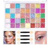 Leikedun Palette 40 Ombres à Paupières Paillettes, Palette Maquillage Yeux | Inclus 50 Pinceaux Mousse, Gel Pailleté pour Visage et Corps, Idéal pour Carnaval, Halloween, Noël, Anniversaire et Cosplay