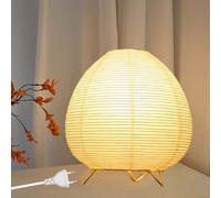 Leikurvo Abat-Jour en Papier De Riz: Lampe De Table Élégante Au Design Intemporel, Lumière D'Ambiance Confortable, Idéale pour Chambre Et Salon (H21cm, Blanc)