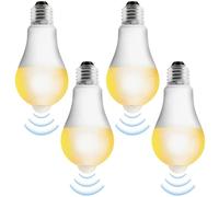 Leikurvo Ampoule LED E27 avec Détecteur De Mouvement : 4 Pièces 15W Capteur PIR, Fonction Marche/Arrêt Automatique, pour Intérieurs (Blanc Chaud 3000K)