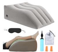 Leikurvo Coussin veineux - Coussin de surélévation des jambes - Gonflable - Pour dormir - Repose-pieds - Avec sac et pompe - Lavable - Gris