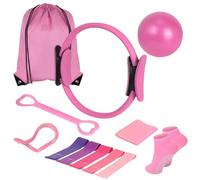 Leikurvo Kit de Pilates Essential de 13 pièces pour femme avec balle de Pilates, bandes de résistance, chaussettes, anneau de Pilates et accessoires pour étirement et fitness (rose)