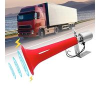 Leikurvo Klaxon à sifflet turc, 12V/24V Klaxon à air comprimé, Universel pour camions, voitures, SUV, motos, Rouge, Matériau ABS, 110 dB