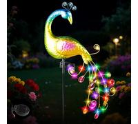 Leikurvo Lampes solaires pour jardin extérieur, métal paon décoration de jardin avec lumières solaires de piquet de paon, éclairage de jardin de paon, éclairage solaire, guirlande lumineuse