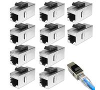 Leikurvo Lot de 10 modules RJ45 CAT6a Keystone - 10 Gbit/s - Coupleur réseau - Connecteur blindé Keystone Jack - Prise RJ45 - Pour rallonge de câble Ethernet