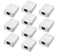 Leikurvo Lot de 10 prises réseau CAT 6A en saillie - 1 port : RJ45 femelle blindée - Montage en saillie - Réseau Ethernet LAN - Prise réseau LAN en saillie - Câble réseau Internet - Blanc