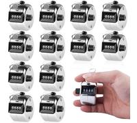 Leikurvo Lot de 12 compteurs manuels en métal à 4 chiffres pour compteur de personnes, compteurs de quantité, compteur de tours à tricoter, compteur de doigts, golf et compteur de rangs, argent