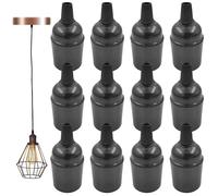 Leikurvo Lot de 12 douilles de lampe vintage solides E27 en bakélite, support d'ampoule, adaptateur à vis Edison rétro pour lampes (noir)