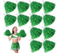 Leikurvo Lot de 12 pompons de pom-pom girl : pompons de sport Pompons Cheers Ball Pompons pour événements sportifs Jeux de balle danses fêtes de carnaval (vert)