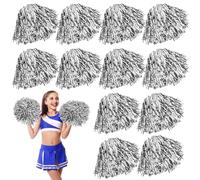 Leikurvo Lot de 12 pompons de pom-pom pour cheerleading : pompons sportifs pour ballons de pom-pom, pour les cheerleaders, pour les événements sportifs, les matchs de ballon, les danses, les fêtes de