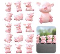 Leikurvo Lot de 16 figurines de cochon porte-bonheur - Mini cochon porte-bonheur - Mini cochon miniature - Rose - Pour bricolage, artisanat, décoration de table, anniversaire d'enfant