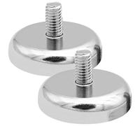 Leikurvo Lot de 2 aimants en néodyme de 48 mm de diamètre avec filetage M8, force d'adhérence de 85 kg, aimants ronds argentés avec filetage